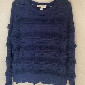 mk navy fringe sweater